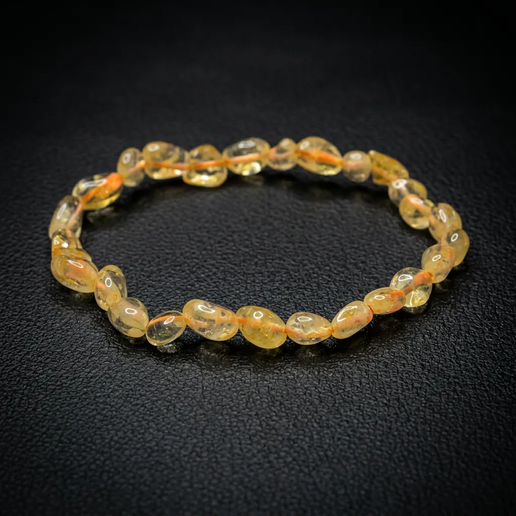 JiStones Ethereal Radiance: Handcrafted Natural Citrine & Golden Rutilated Quartz Irregular Pebble Bracelet Sun-Kissed Citrine Pebbles