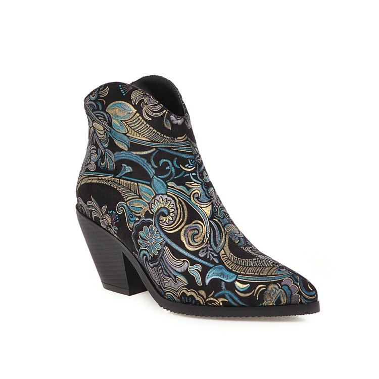 SHOESIndividual National Style Thick Heel Short Boots High Heels-PABIUYOU- Women's Fashion Leader