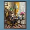 Diamond Painting-Round AB Drill Cat Reading Books(45*55CM)