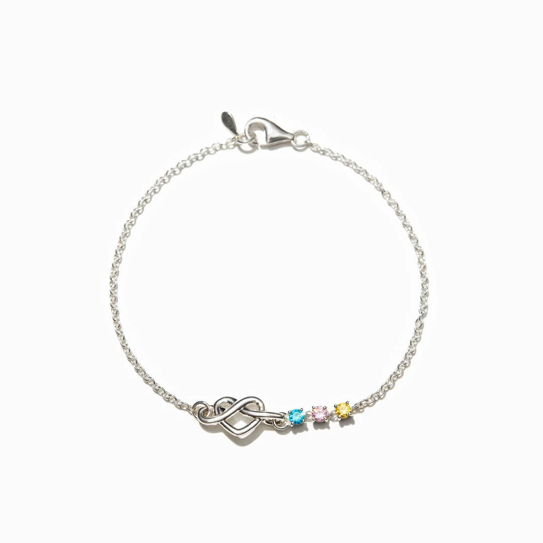 For Mother Personalized Birthstones Heart Knot Bracelet