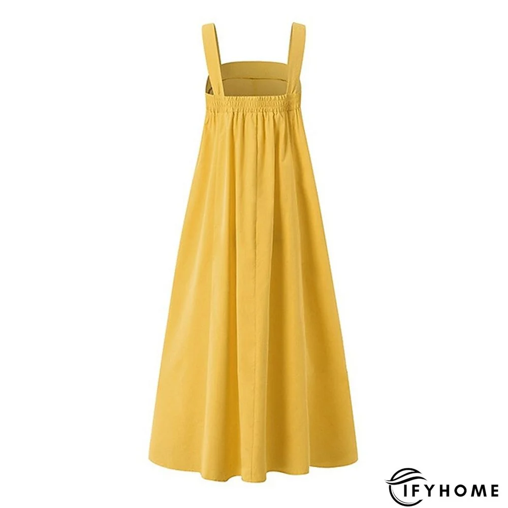 Women's Long Dress Maxi Dress Casual Dress Swing Dress Black Dress Pure Color Fashion Casual Outdoor Daily Date Backless Pocket Sleeveless Strap Dress Regular Fit Black White Yellow Spring Summer S M | IFYHOME