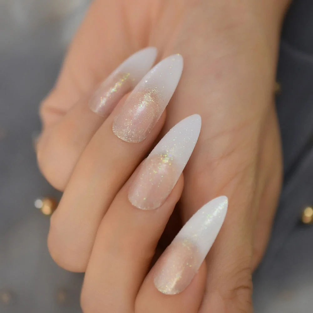 Extra Long STILETTO False Nails Pre-designed Curved Pink Marble Press On Nails including glue sticker-Nail Inspo
