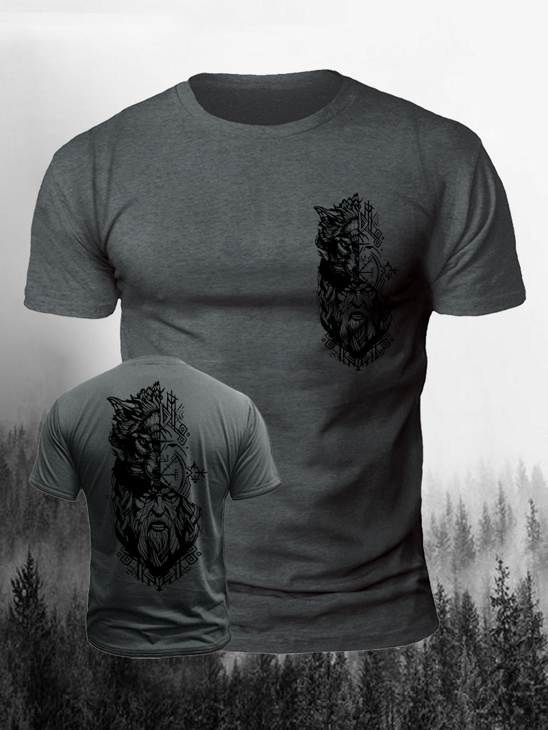 Men's Jupiter Vikings Saga Print Casual Short Sleeve T-shirt