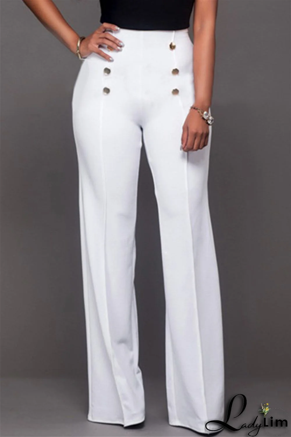 Rose Red Fashion Casual Solid Patchwork Regular High Waist Trousers