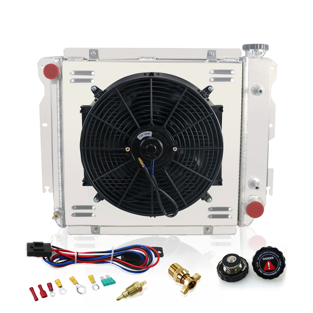 Alloyworks 3 Row Aluminum Radiator&Shroud Fan For 1987-06 Jeep Wrangler TJ YJ Chevy V8 Swap