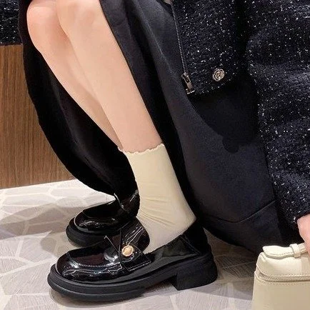 Wongn Wongn 2023 New Fashion Small Fragrant Wind Lacquer Leather Round Head Low Heel Single Shoes Women's Type Small Leather Shoes