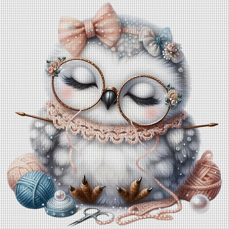 【Yishu Brand】Sewing Owl 11CT Stamped Cross Stitch 40*40CM