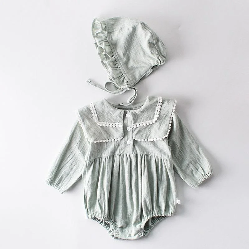 Spring Autumn Newborn Girls Lotus Leaf Collar Floral Jumpsuits Clothes Baby Knit Rompers Knitted Long Sleeve Children Rompers