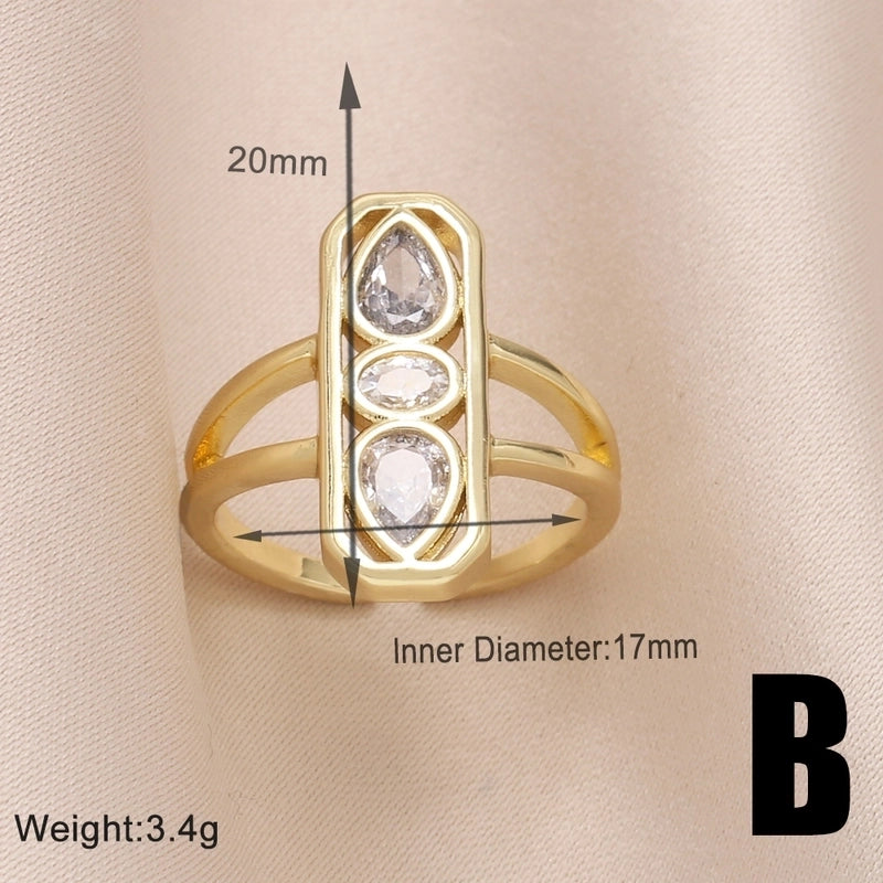 Copper Gold Plated Modern Style Minimalist Plating Inlay Irregular Zircon Open Rings