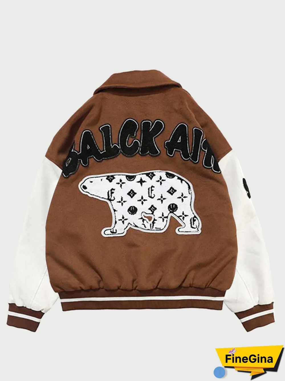 Letter Embroidery Colorblock Varsity Jacket