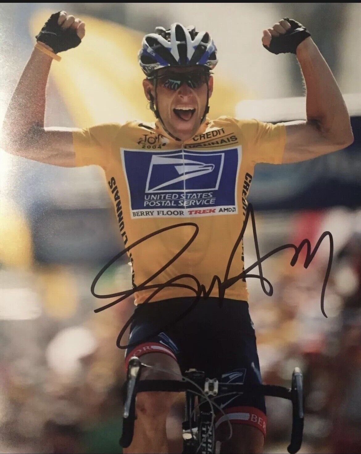 Lance Armstrong Signed United States Postal (Tour De France) 8x10 Photo Poster painting