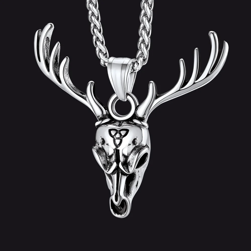 Viking Deer Necklace With Celtic Knot