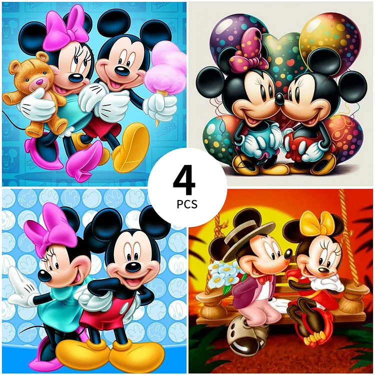 4PCS Diamond Painting Set - Mickey Mouse 30*30CM(Canvas) gbfke