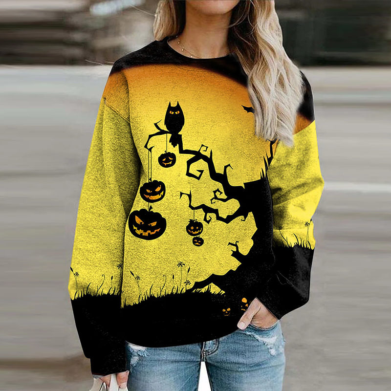 Halloween Pumpkins Lantern Tree Printed Halloween Sweatshirt