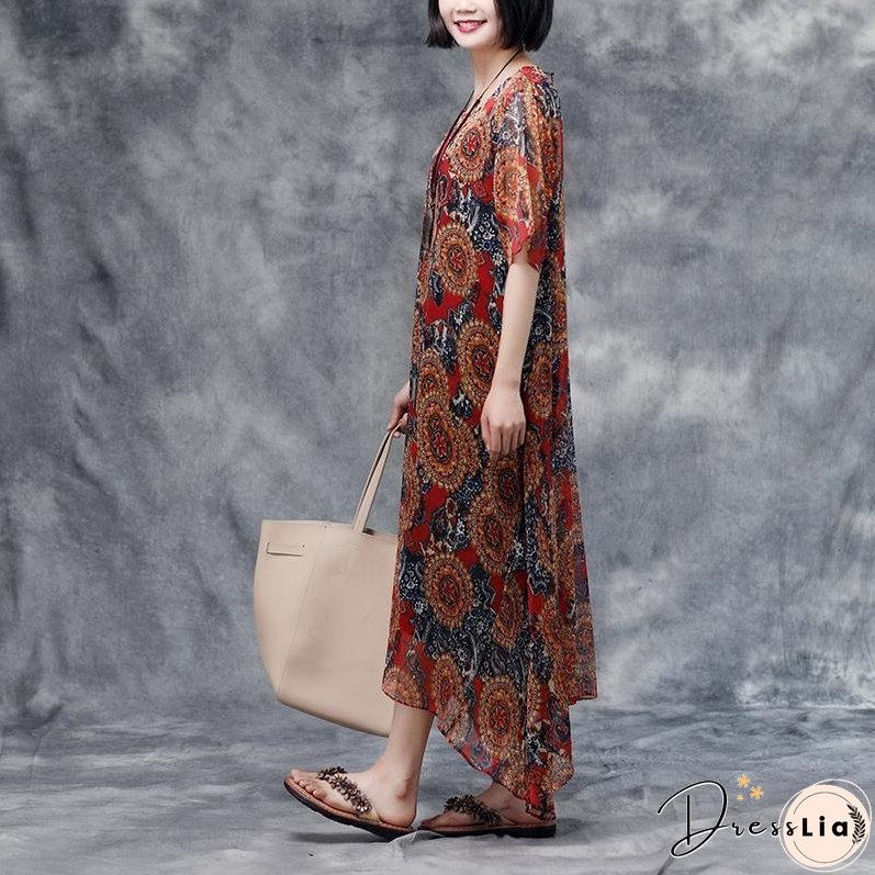 Summer Floral Short Sleeve Casual Two-Piece Dress