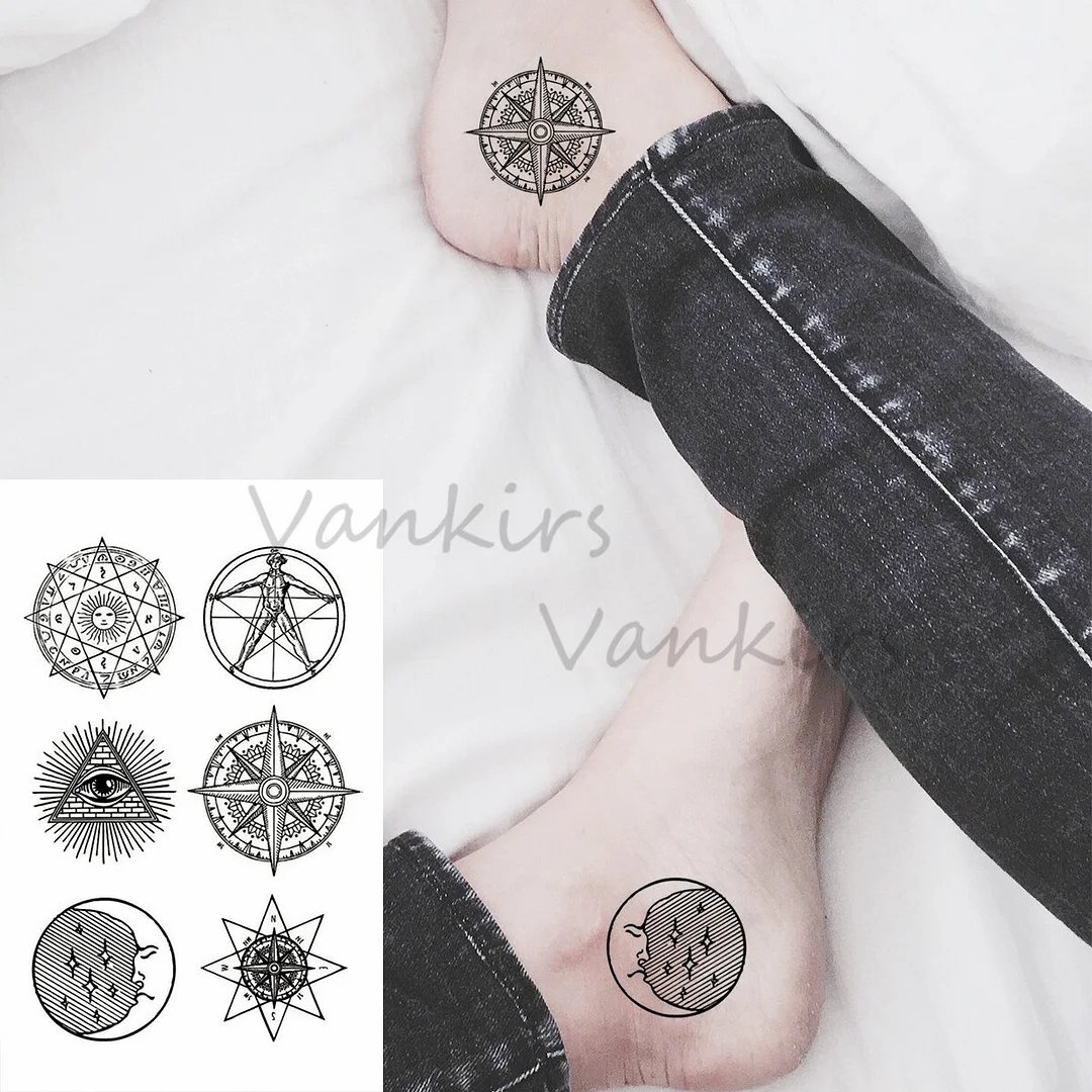 Sdrawing Cloud Coconut Tree Temporary Tattoos For Adults Girls Tiger Flower Compass Mountain Fake Tattoo Sticker Arm Leg Tatoos