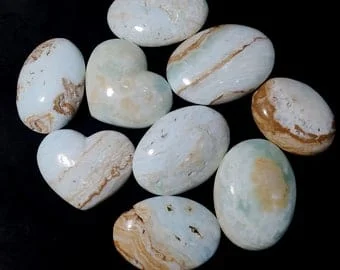 pornhint Pornhint 967 Grams Beautiful Quality Caribbean Blue Calcite Palms,Hearts