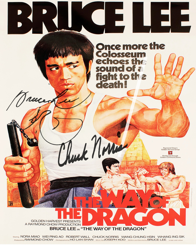 The Way of the Dragon Bruce Lee Norris SIGNED AUTOGRAPHED 10X8