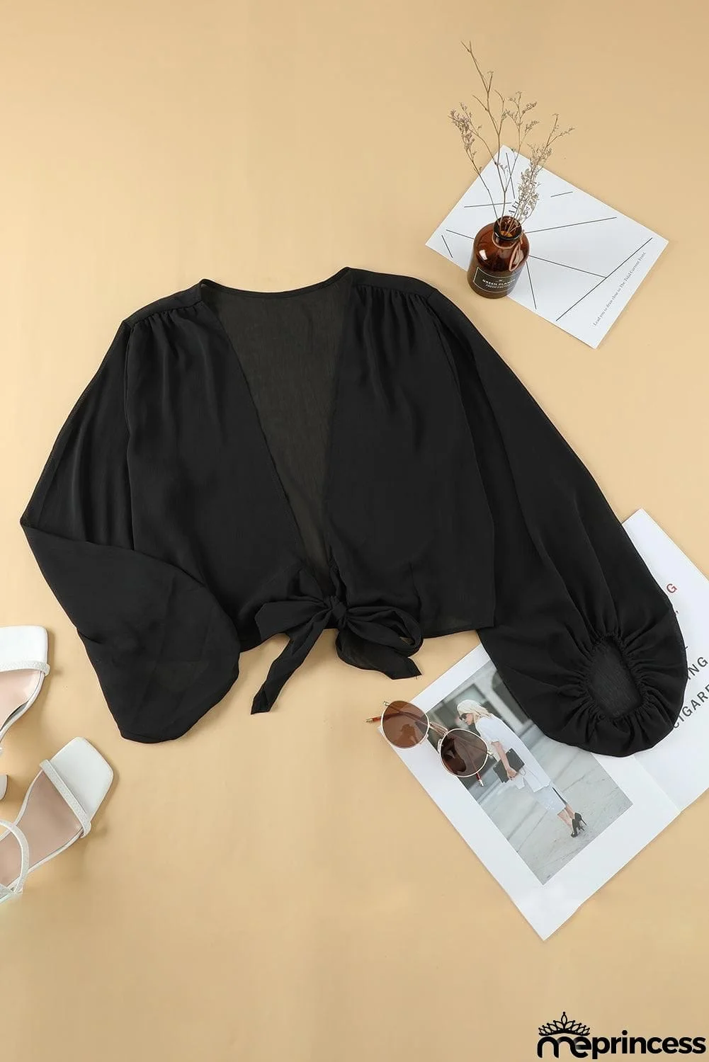 Plus Size Tie Front Crop Top