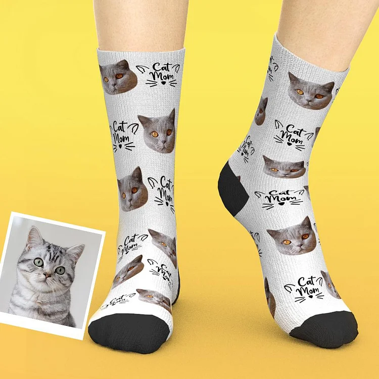 Custom Photo Socks With Photo Personalized Novelty Socks Cat Mom