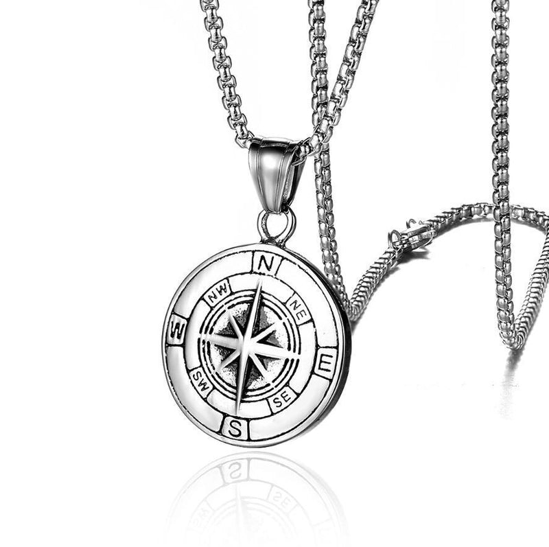 Retro Punk Animal Compass Titanium Steel Iron Zinc Alloy Plating Unisex Pendant Necklace Men Pendant Necklaces