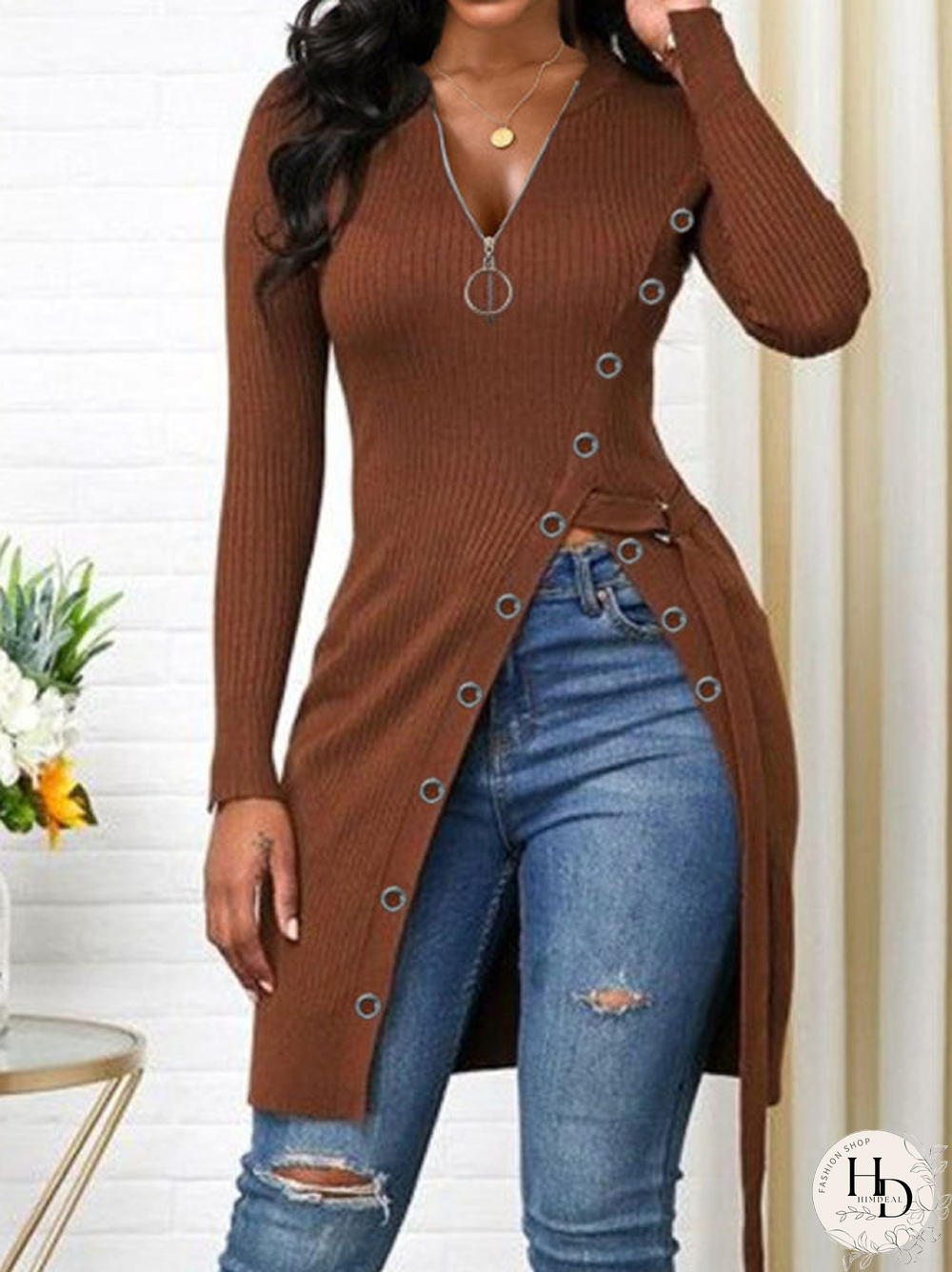 Plain V Neck Tops