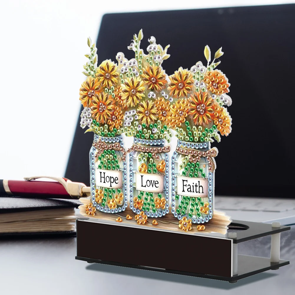 DIY Sunflower Vase Diamond Painting Candle Holder Ornaments Aromatherapy Candle Holder