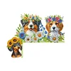 (US Local)Dog Flowers 5D DIY Wooden Diamond Painting Door Topper for Party (Left)