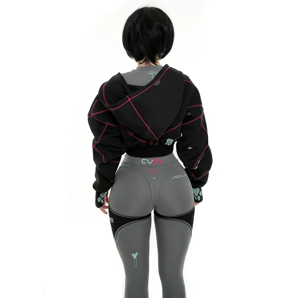 Cyberpunk Futuristic Mechanical Style Women's Sports Yoga Outfit Set