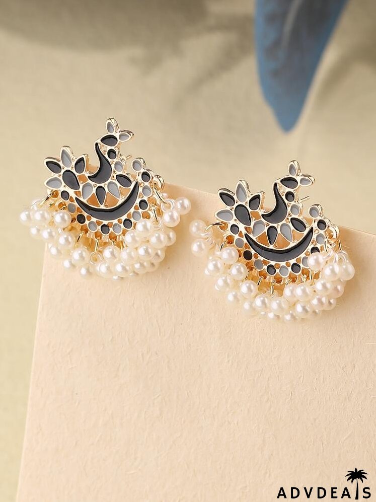 Faux Pearl Tassel Drop Earrings