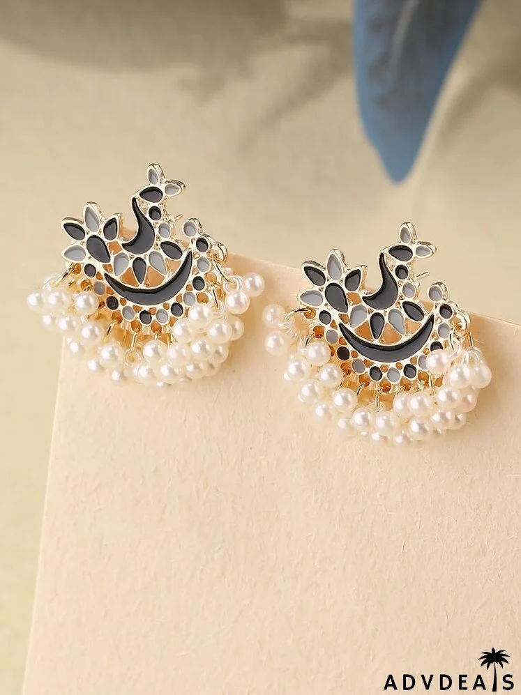 Faux Pearl Tassel Drop Earrings