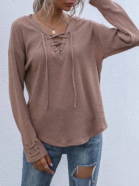 Women Long Sleeve V-neck Graphic Floral Printed Top
