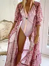 Floral Printed Half Sleeves Cover-Ups Tops