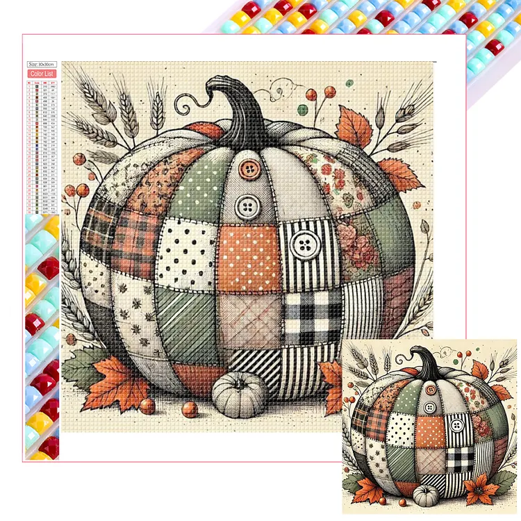 Autumn Patchwork Pumpkin 30*30CM (Canvas) Full Square Drill Diamond Painting gbfke