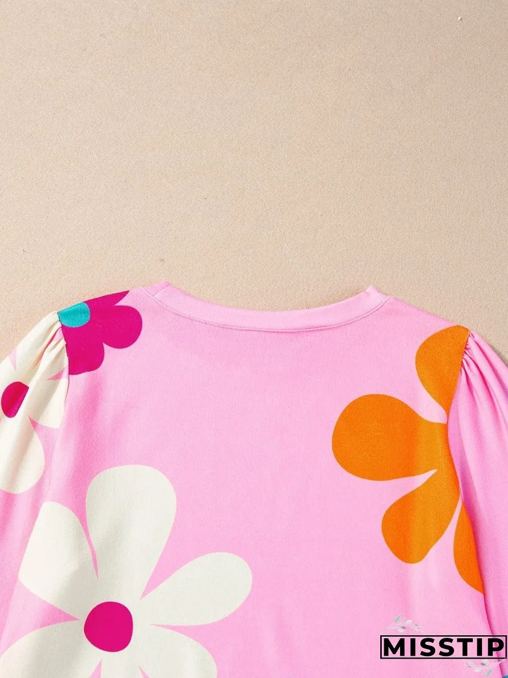 Floral Print Balloon Sleeve Top for Women