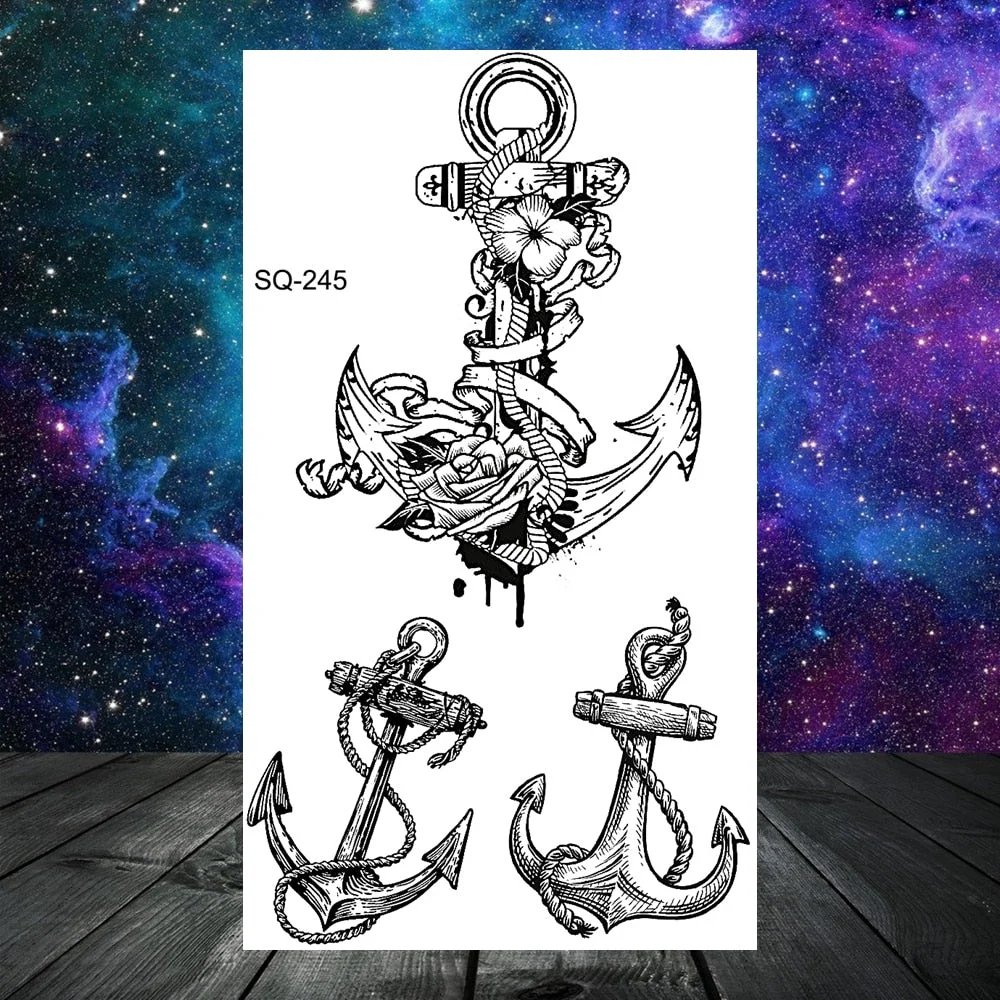 Small Skull Henna Feather Arrow Temporary Tattoos For Women Adult Kids Cross Scorpion Anchor Fake Tattoo Neck Arm Finger Tatoos