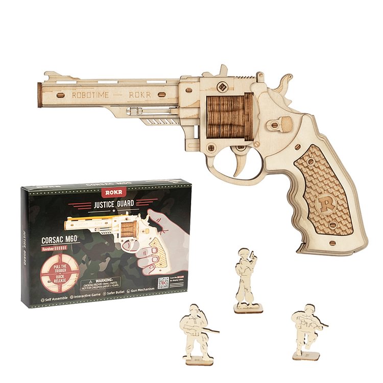Revolver ShotGun Model Toys 3D Wooden Puzzles Crafts Gift For Kids Boys Birthday Gift Tikotoy
