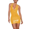Plus Size Women Beach Party Vocation Halter Dress PVC Leather Deep V-neck Sleeveless Stretch Mini Dress Sexy Wrap Hips  Attire