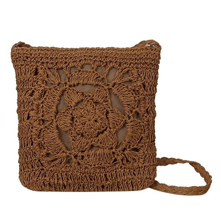 Summer Women Girls Crochet Braid Bags Shoulder Vintage Messenger Bag/Coffee