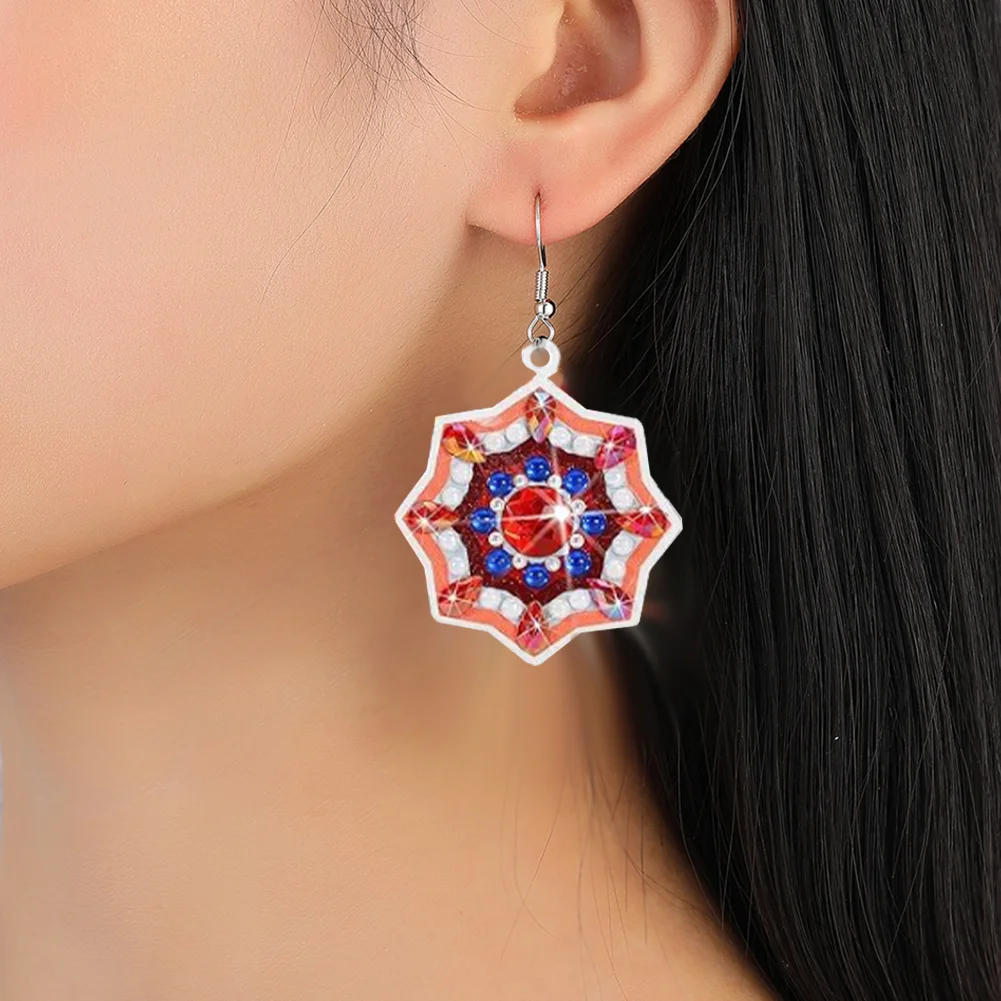 8Pairs Double Sided Diamond Painting DIY Earring Making Kit for Women Girls