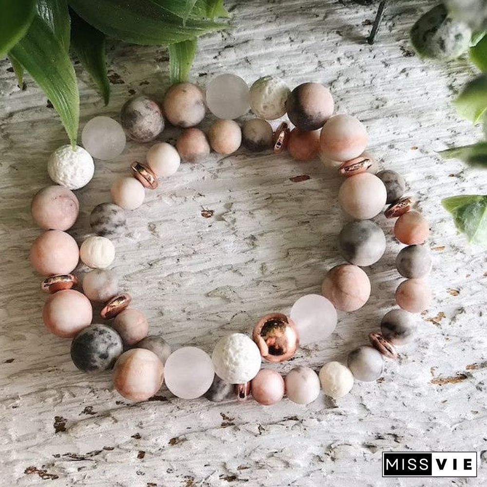 PINK ZEBRA JASPER BRACELET
