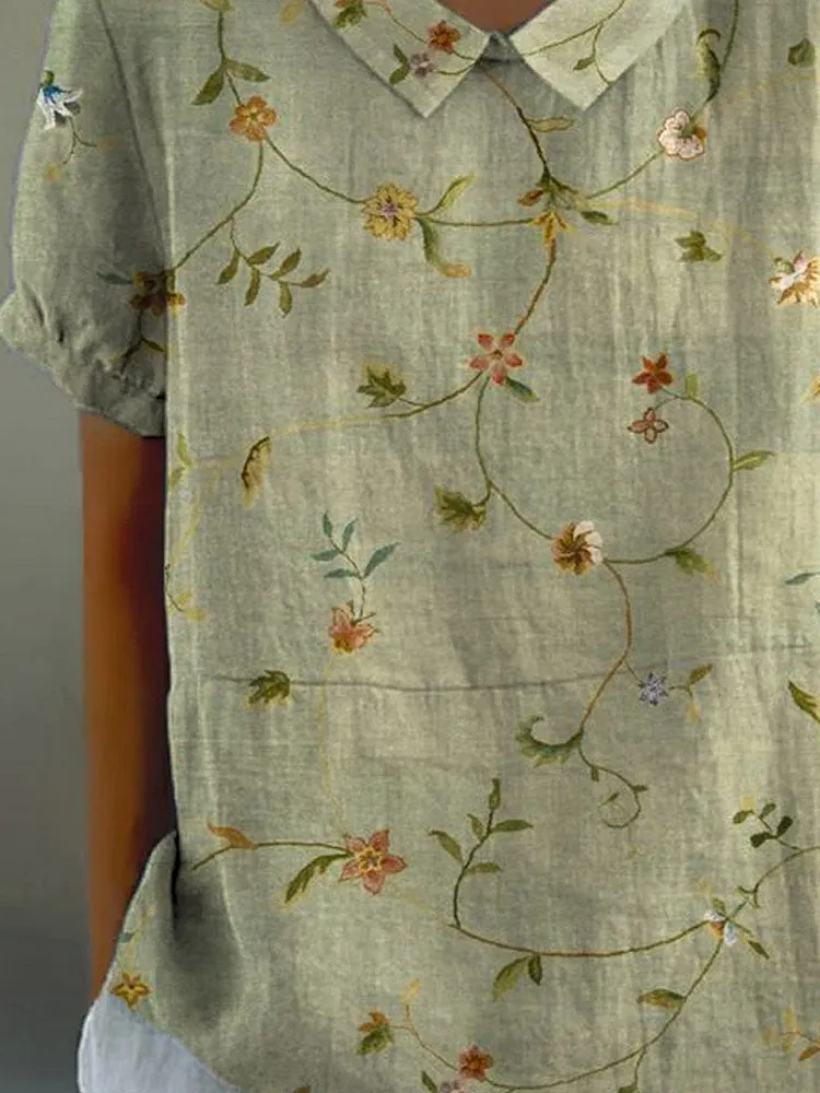 Lauren | Women's Vintage Flower Art Print Casual  Shirt main image 0