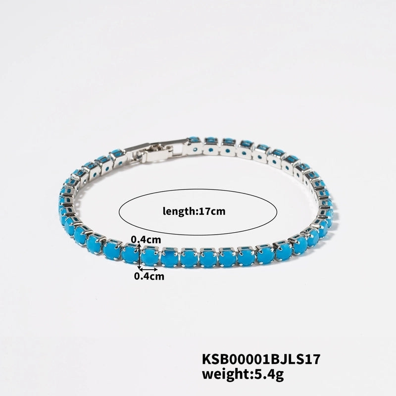 Hip-Hop Solid Color Copper Inlay Zircon K Gold Plated Rhodium Plated Unisex Tennis Bracelet