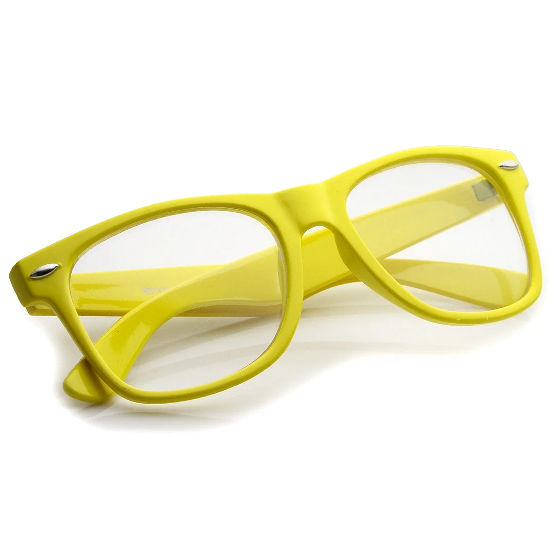 Retro Wide Temple Clear Lens Horn Rimmed Eyeglasses 54mm