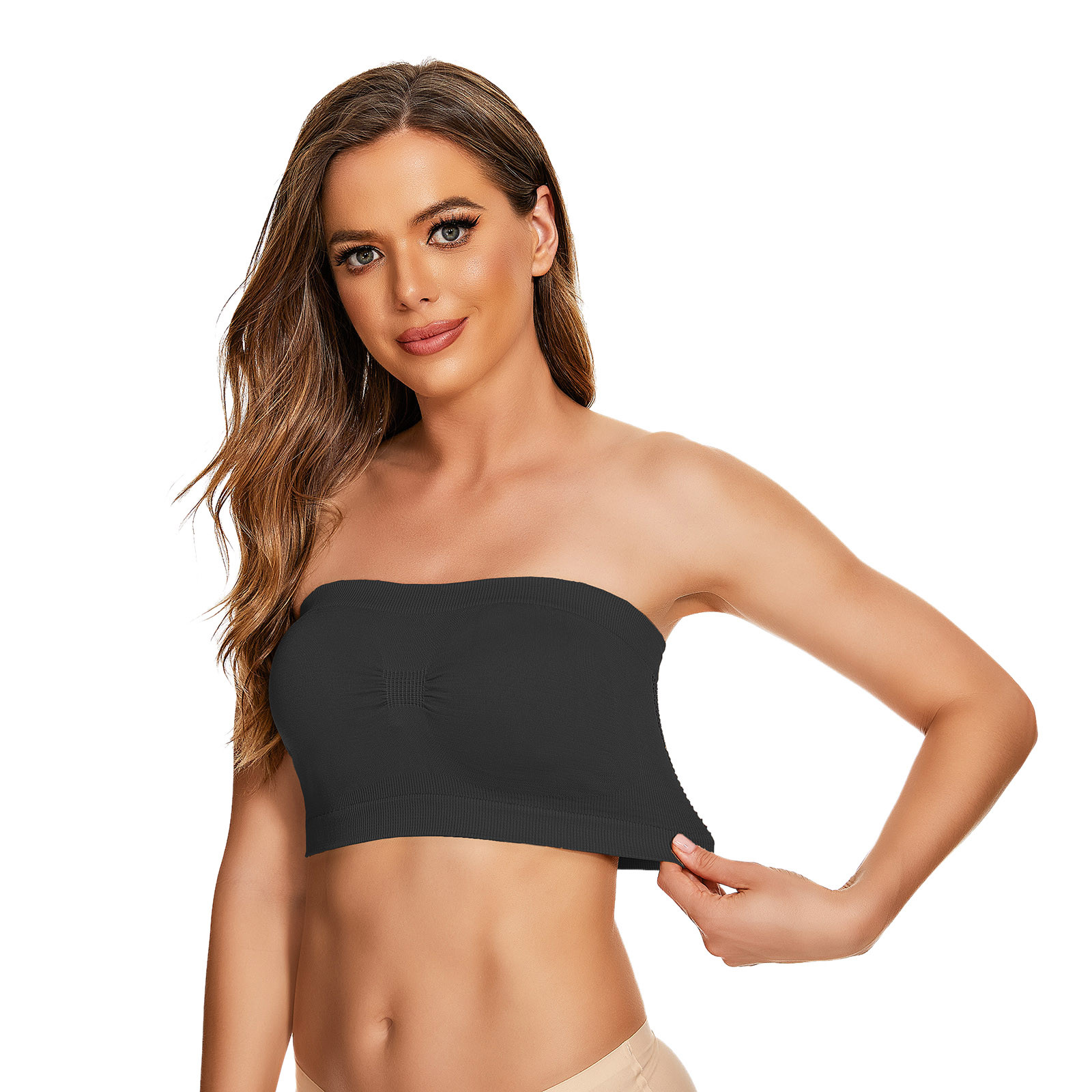 Xinyulin Mesh Strapless Bras Women'S Tube Top Push Up Bra Wireless Bras Top Bralette Seamless Large Size Sports Bras Brasieres Para Mujer