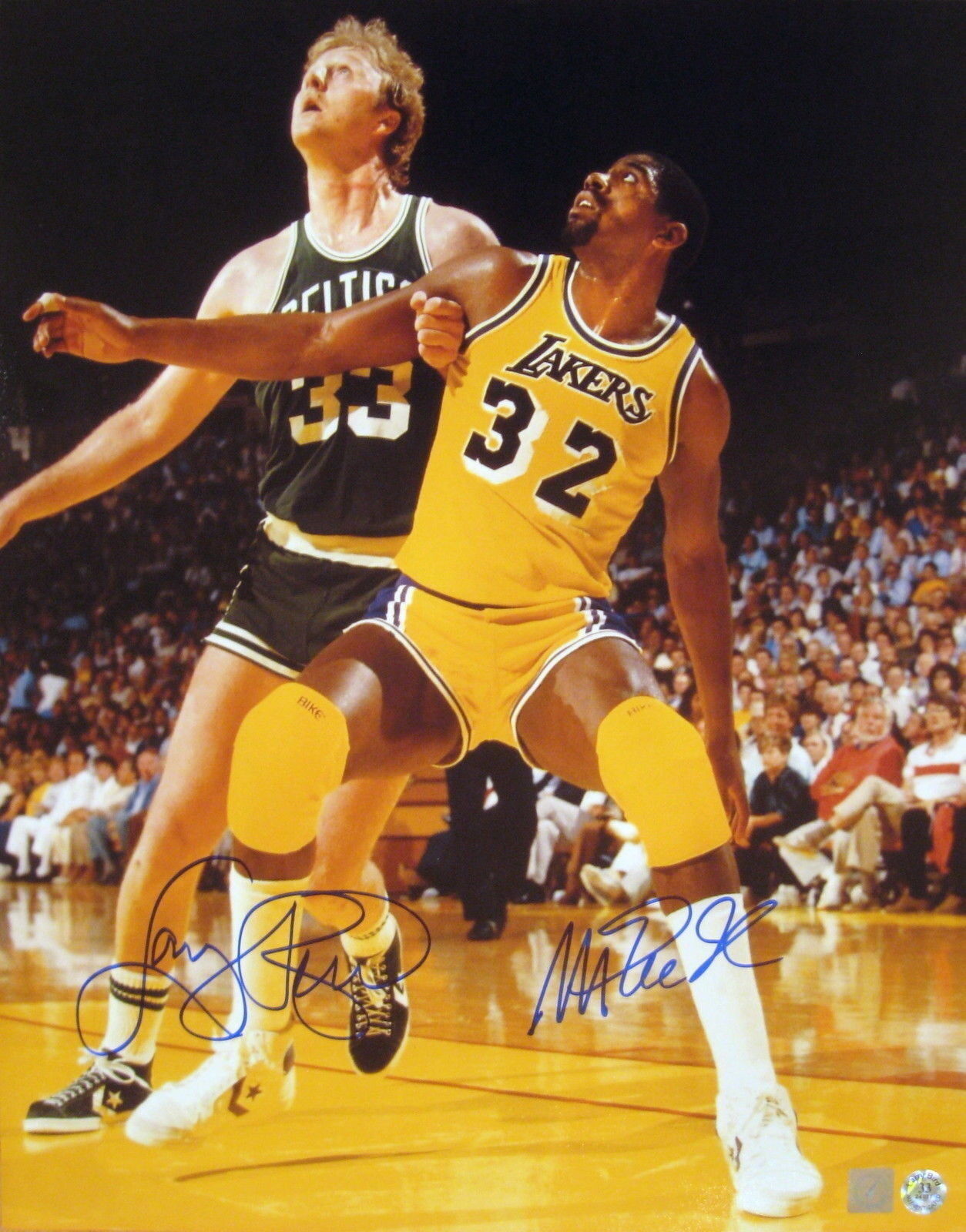 Magic Johnson & Larry Bird LA Lakers Celtics Autographed 16x20 Photo Poster painting ASI Proof