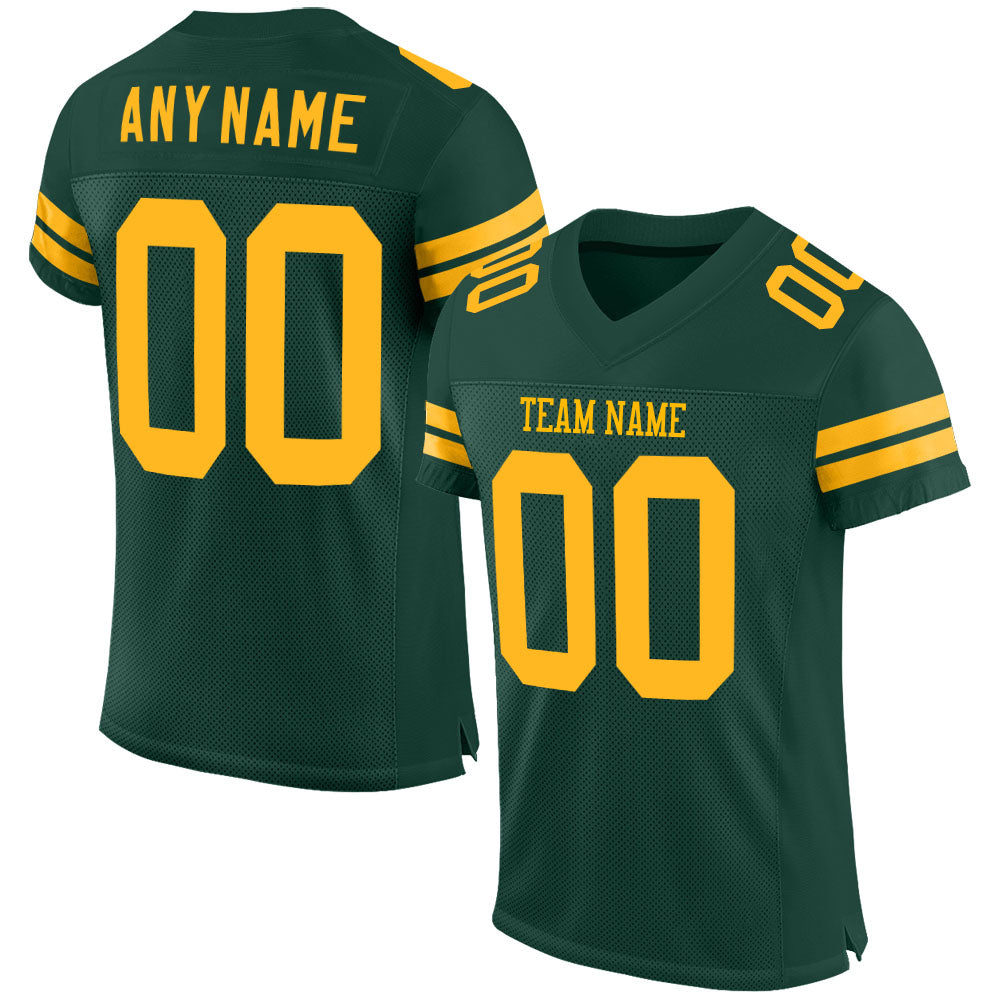 Custom Green Gold Mesh Authentic Football Jersey | captainssportss.com