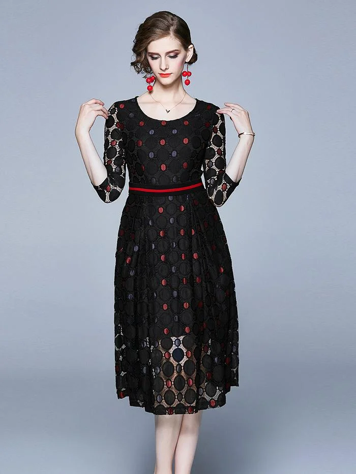 Lace temperament fashion mid-length dress