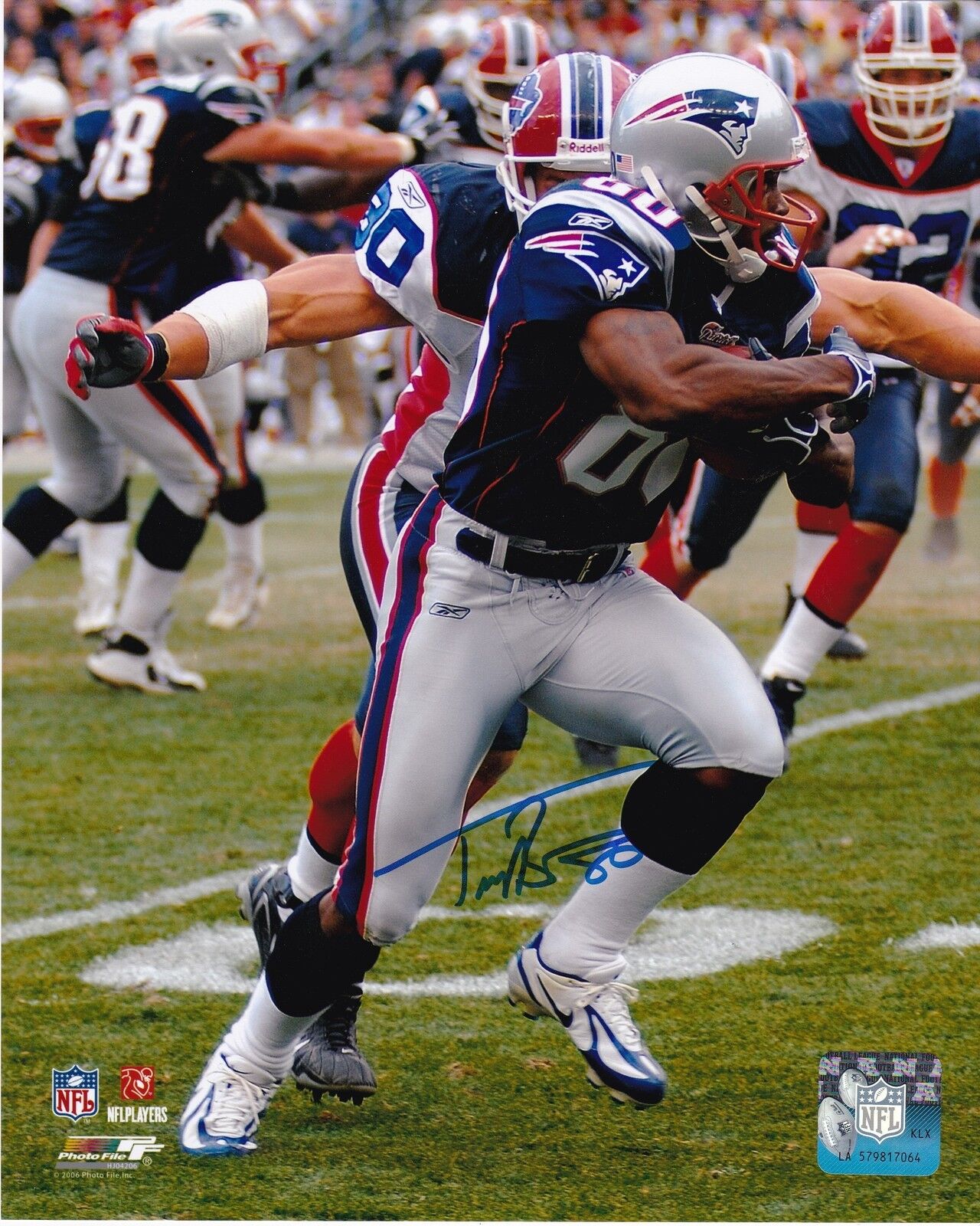 TROY BROWN NEW ENGLAND PATRIOTS ACTION SIGNED 8x10