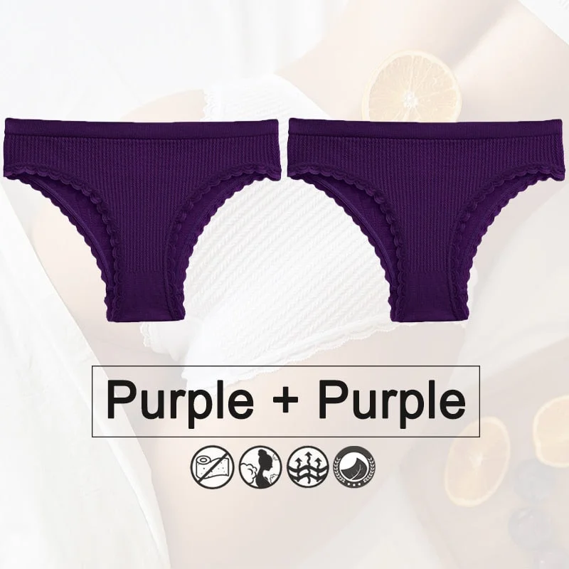 2PCS/Set Lace Panties Seamless Underwear Female Lingerie Women Panties Twist Pattern Underpants Sexy Briefs Thong Tanga Intimate